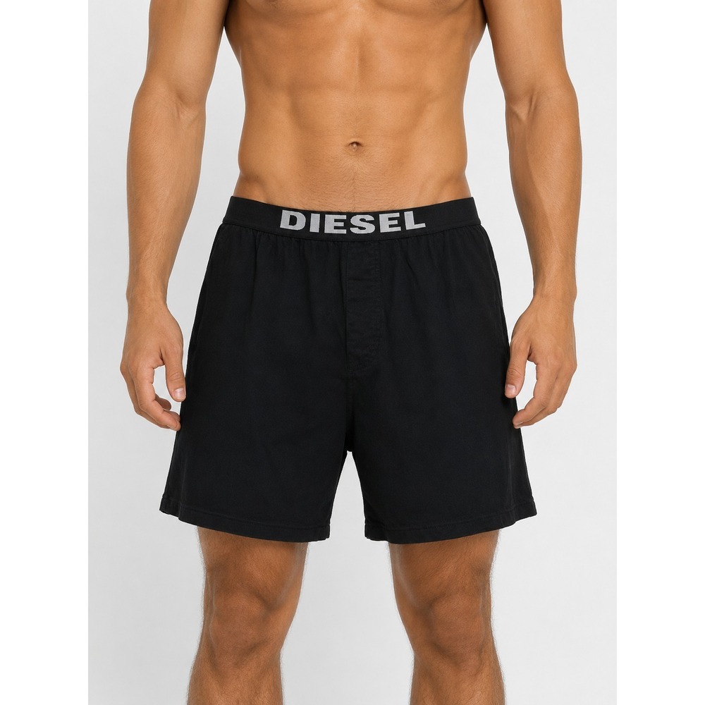 Diesel Men's Black Lounge Shorts Logo Waistband Shorts Size (M)